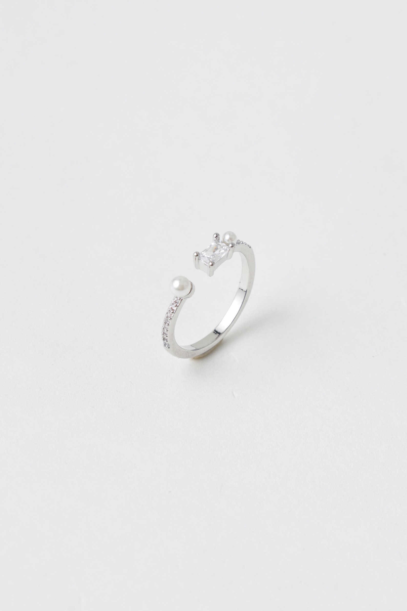 Anel Pérolas Com Strass Prata