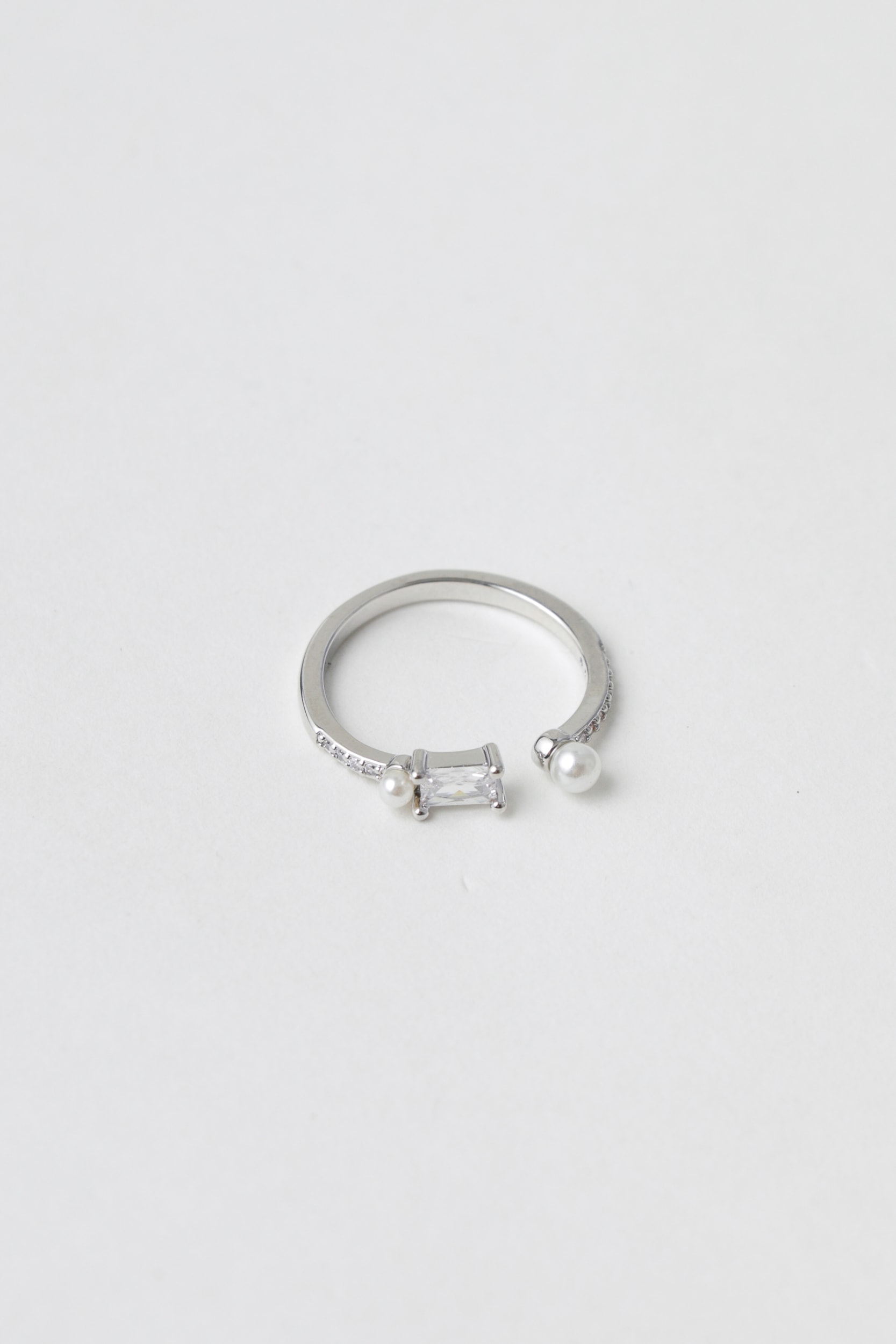 Anel Pérolas Com Strass Prata