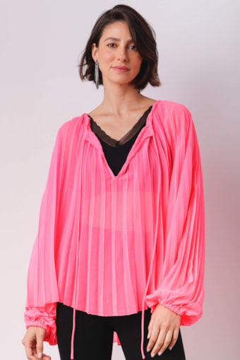 Bata Ampla Plissada  Pink