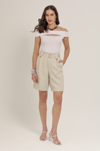 Bermuda Alfaiataria Chino Caqui