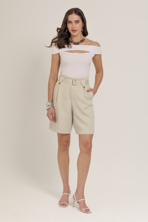 Bermuda Alfaiataria Chino Caqui