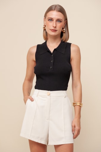 Bermuda Alfaiataria Cós Dois Botões   Off-white