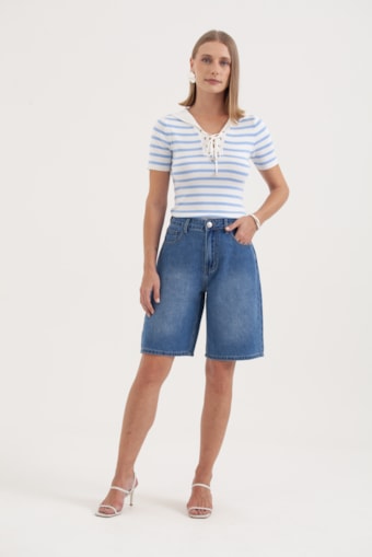 Bermuda Jeans Básica Jeans