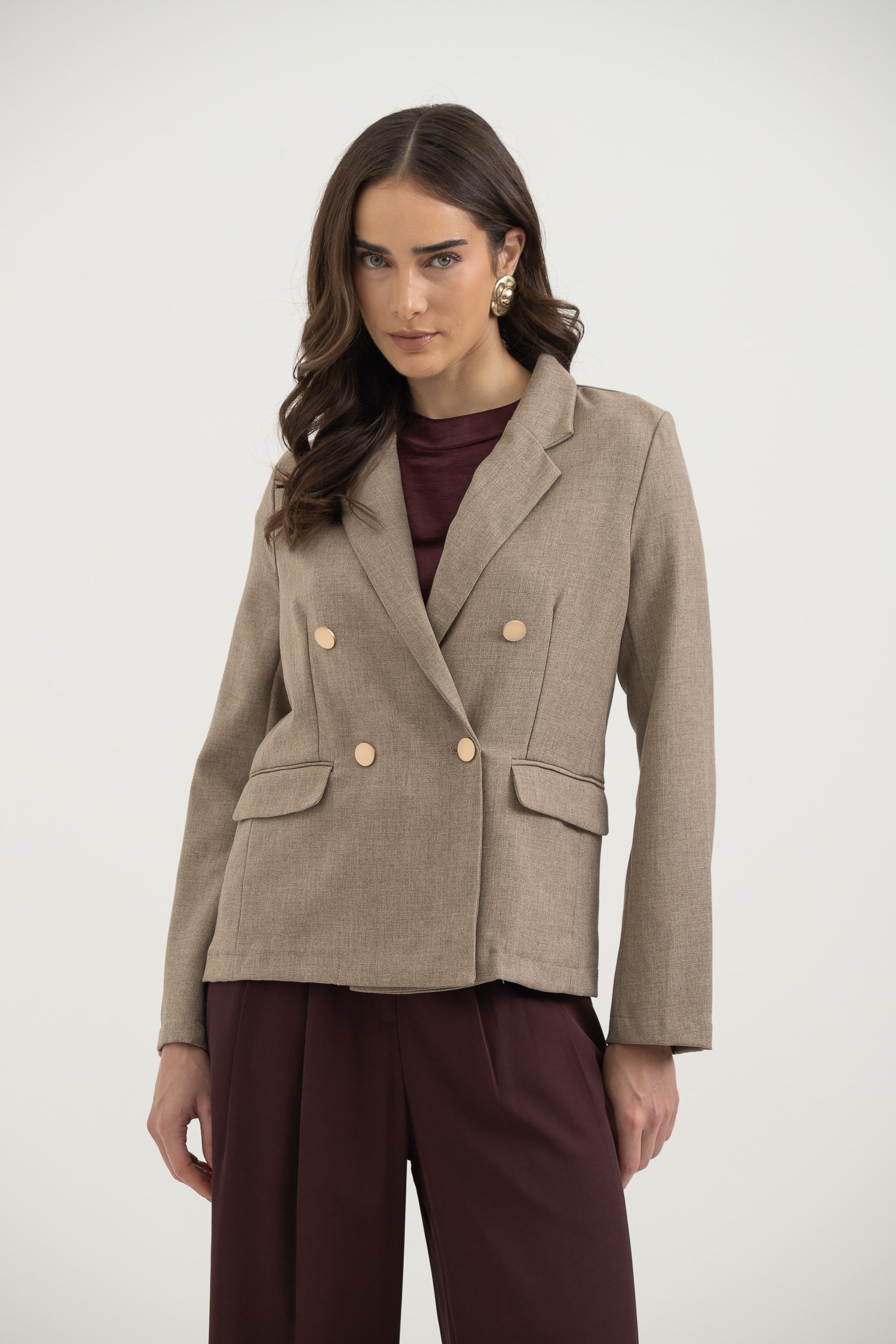 Blazer Abotoamento Duplo Bege