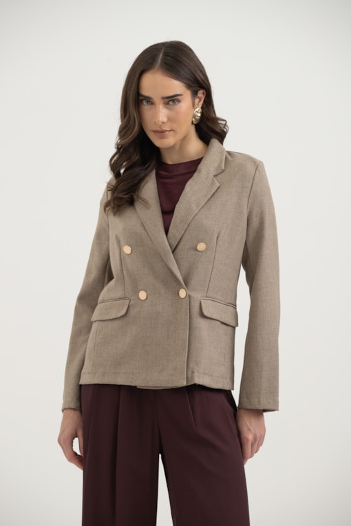 Blazer Abotoamento Duplo Bege