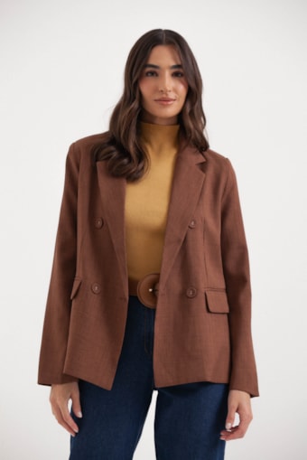 Blazer Abotoamento Duplo  Marrom