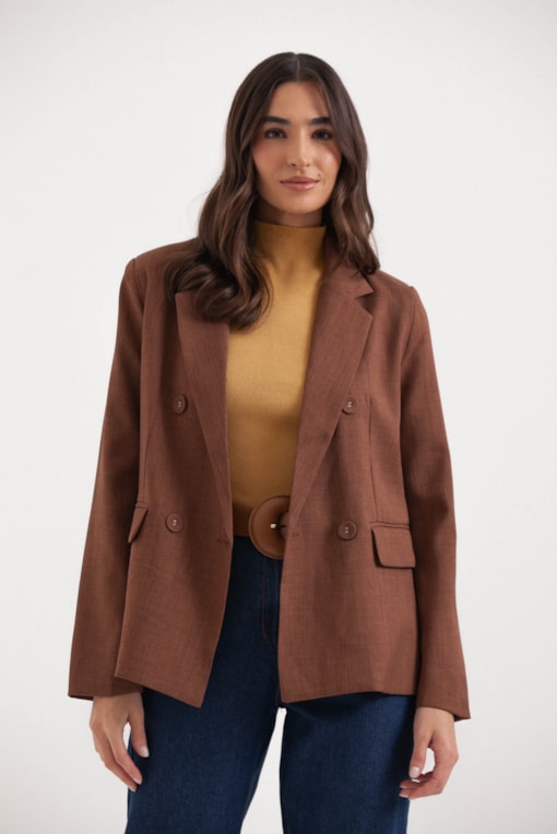 Blazer Abotoamento Duplo  Marrom