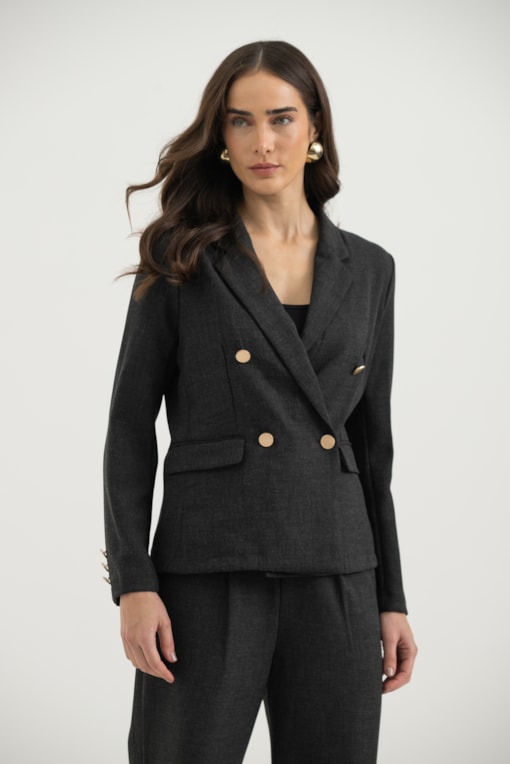 Blazer Abotoamento Duplo Preto