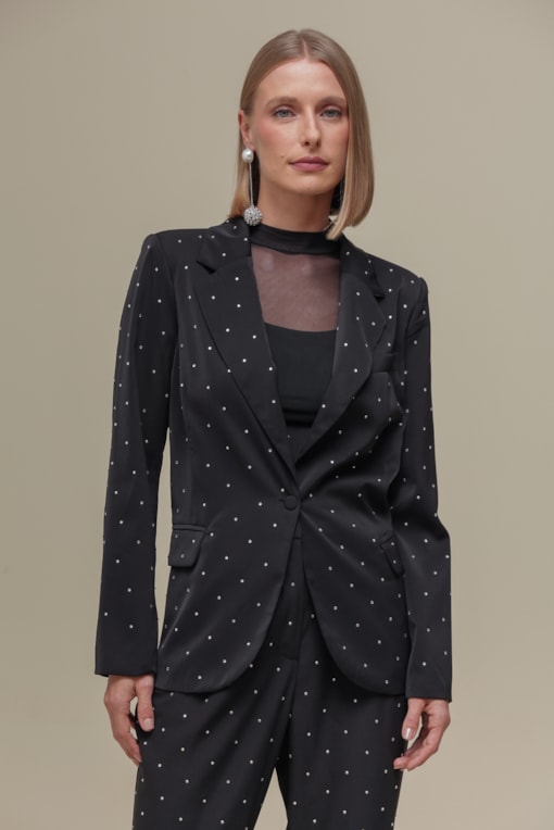 Blazer Alfaiataria com Brilhos Preto