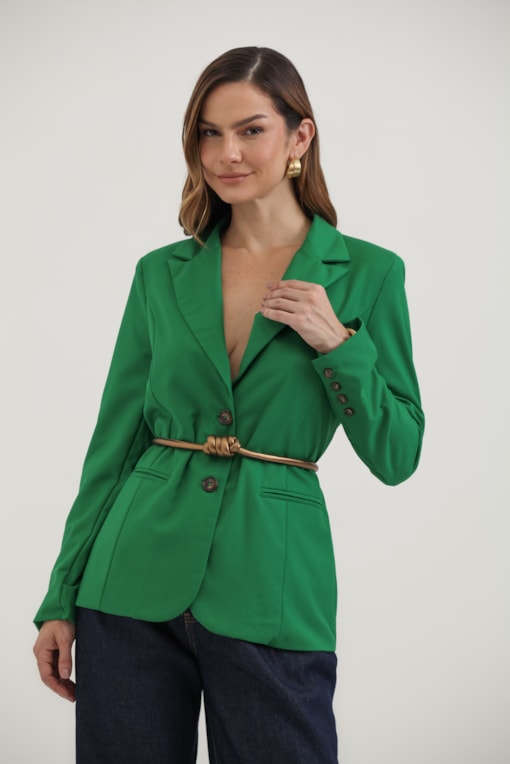 Blazer Básico Botão Tartaruga Verde 