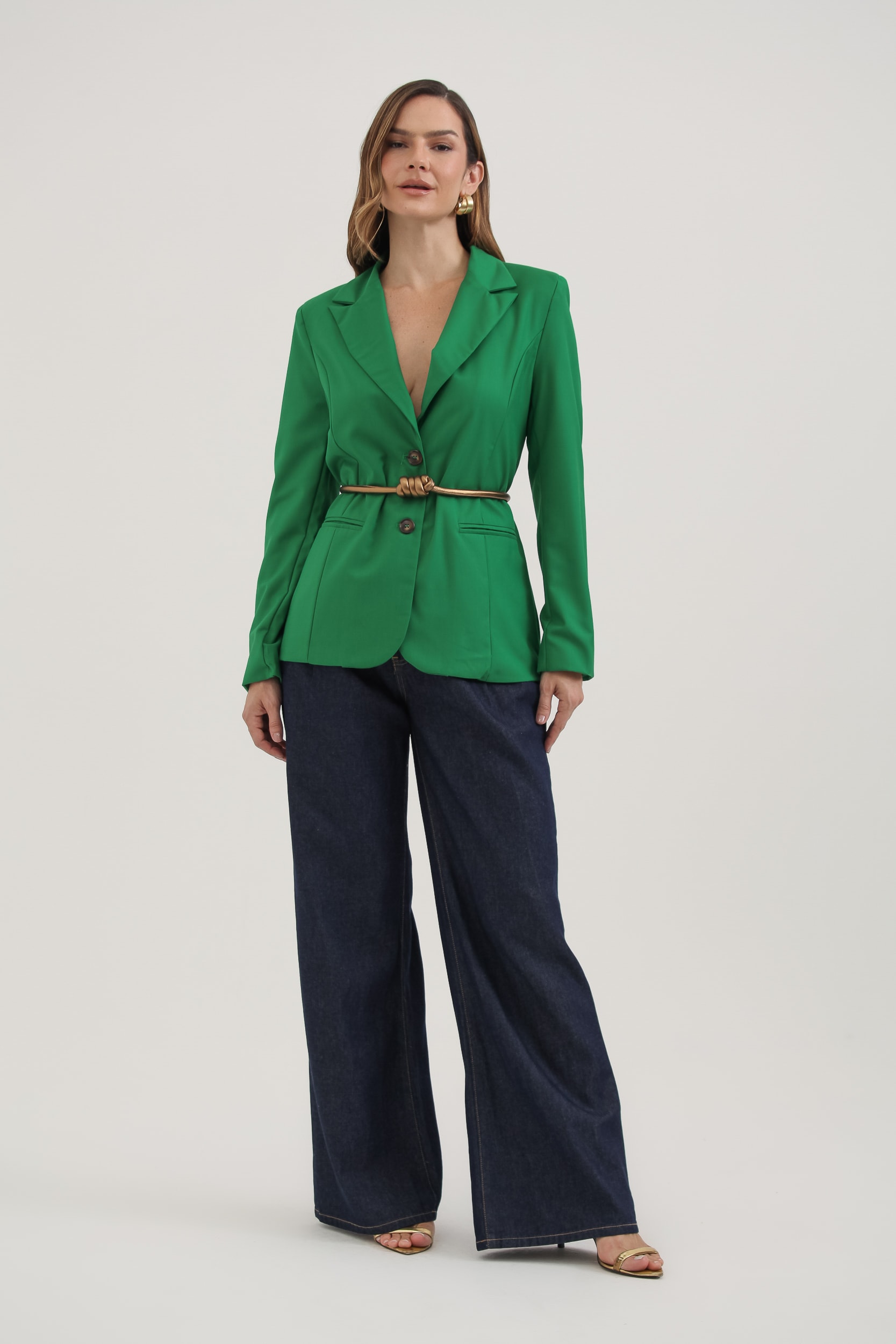 Blazer Básico Botão Tartaruga Verde 