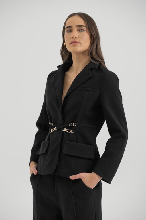 Blazer Com Detalhe Cinto Preto