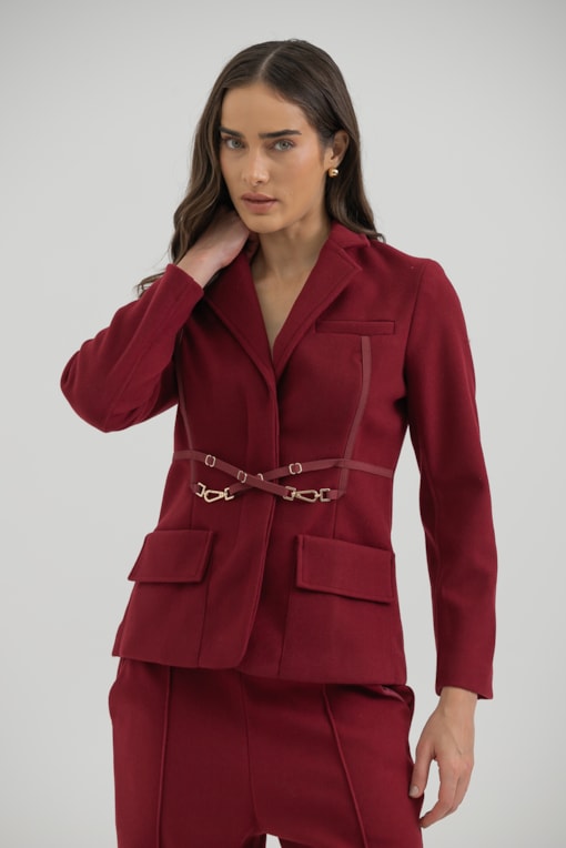 Blazer Com Detalhe Cinto Vinho