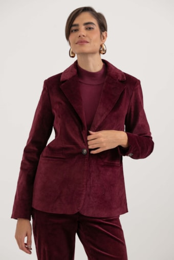 Blazer De Veludo Cotelê Vinho