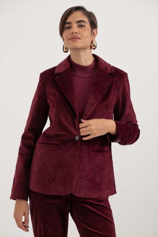 Blazer De Veludo Cotelê Vinho