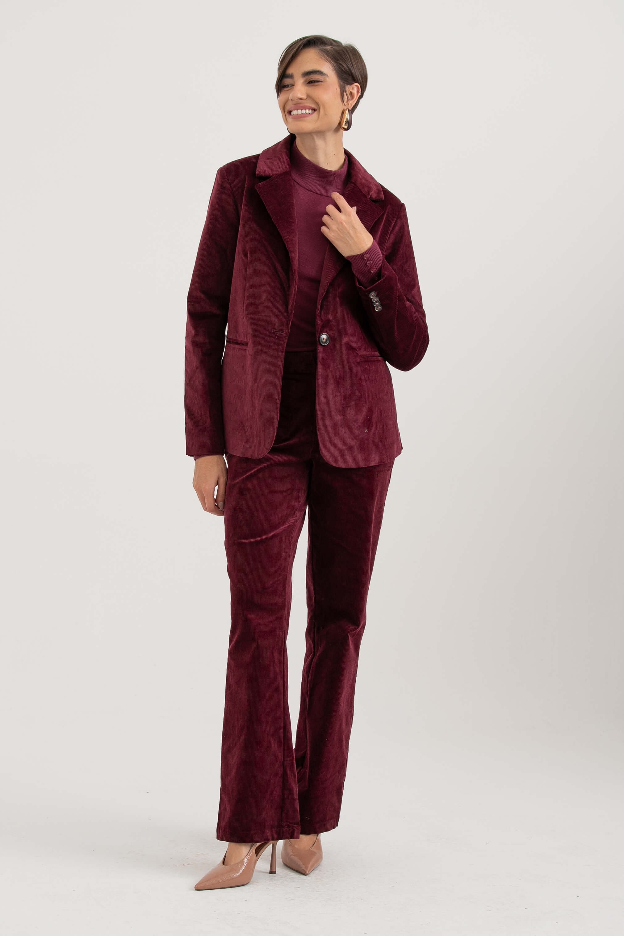 Blazer De Veludo Cotelê Vinho