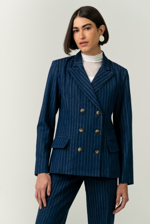 Blazer Jeans Listrado Jeans