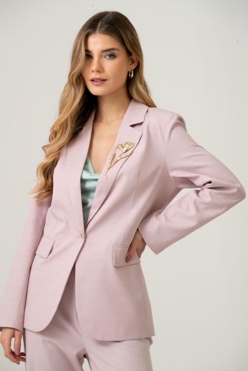 Blazer Raizes Com Broche Rosa