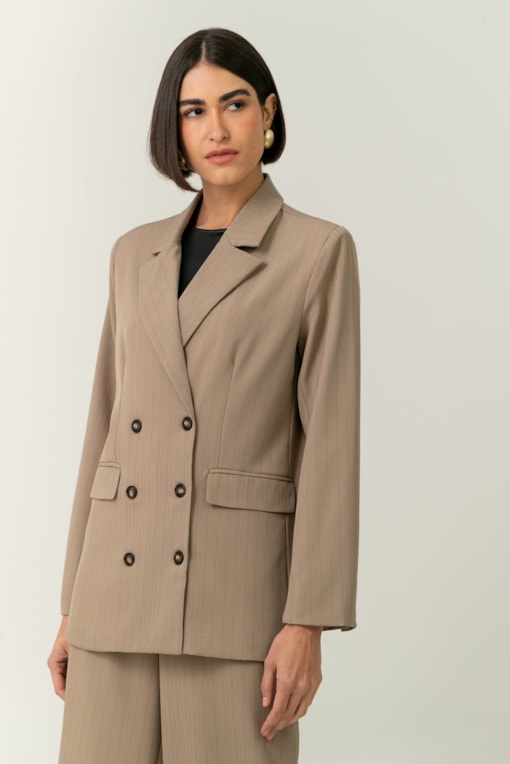 Blazer Risca De Giz Amelie Caqui