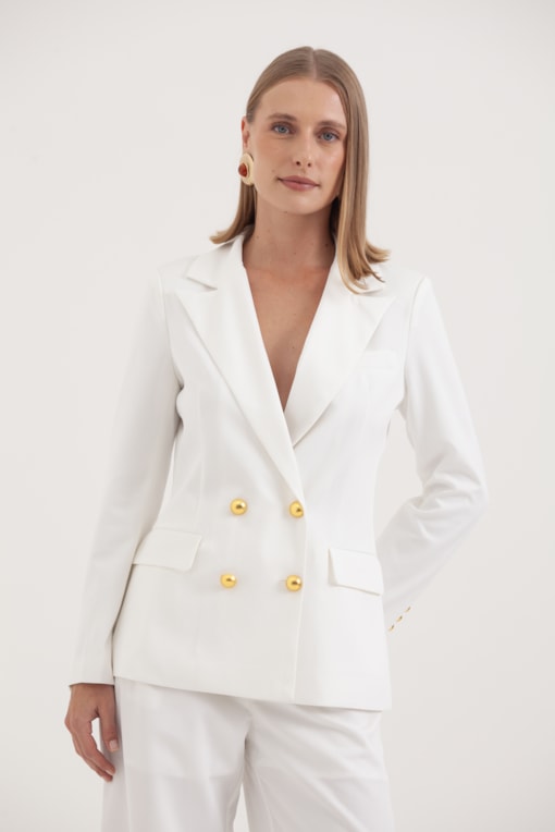 Blazer Transpassado Botões Navy Off-white