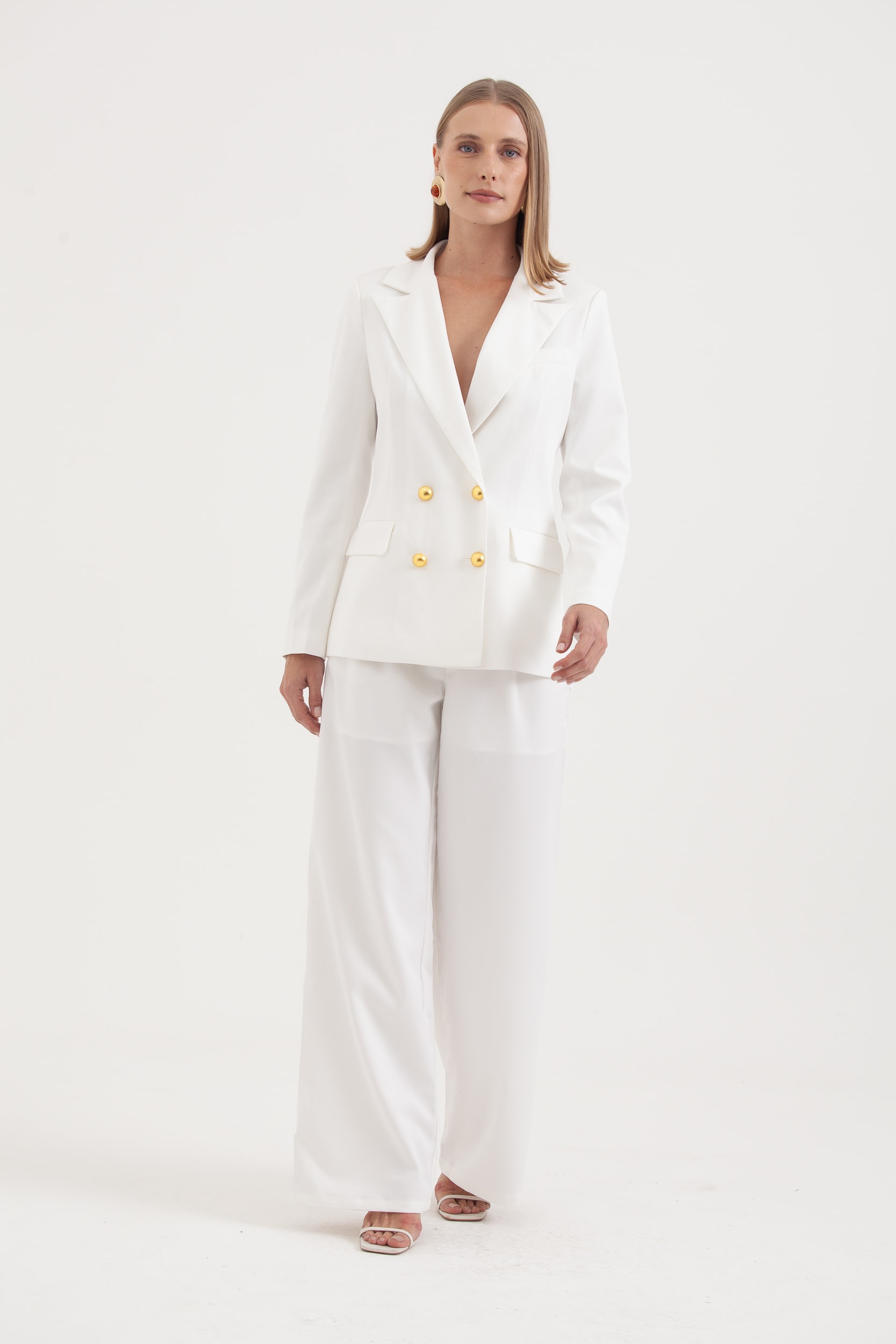 Blazer Transpassado Botões Navy Off-white
