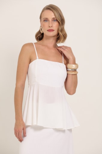 Blusa Alças Removíveis Linho Off-white