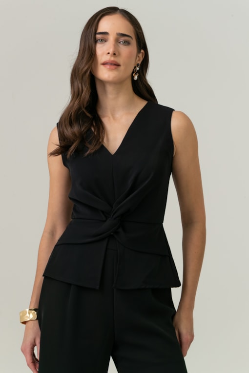 Blusa Alfaiataria Com Detalhe Retorcido Frontal Preto