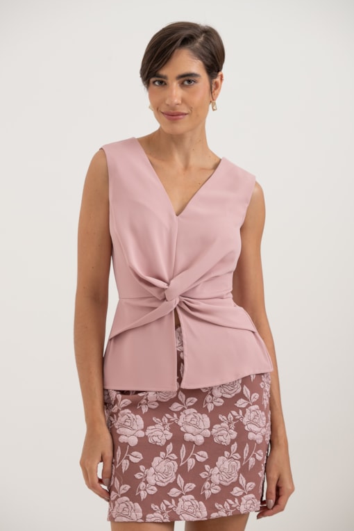 Blusa Alfaiataria Com Detalhe Retorcido Frontal Rosê