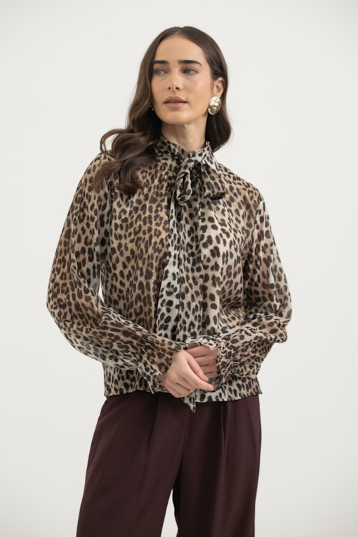 Blusa Animal Print Bege