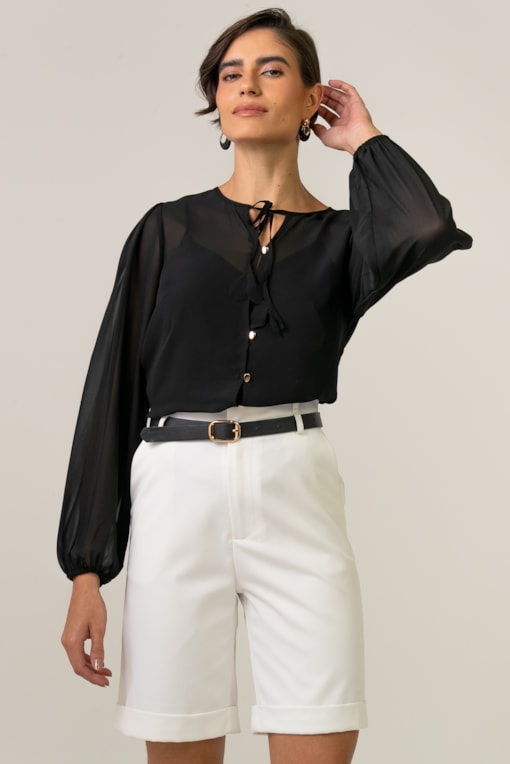 Blusa Chiffon Ivy Preto