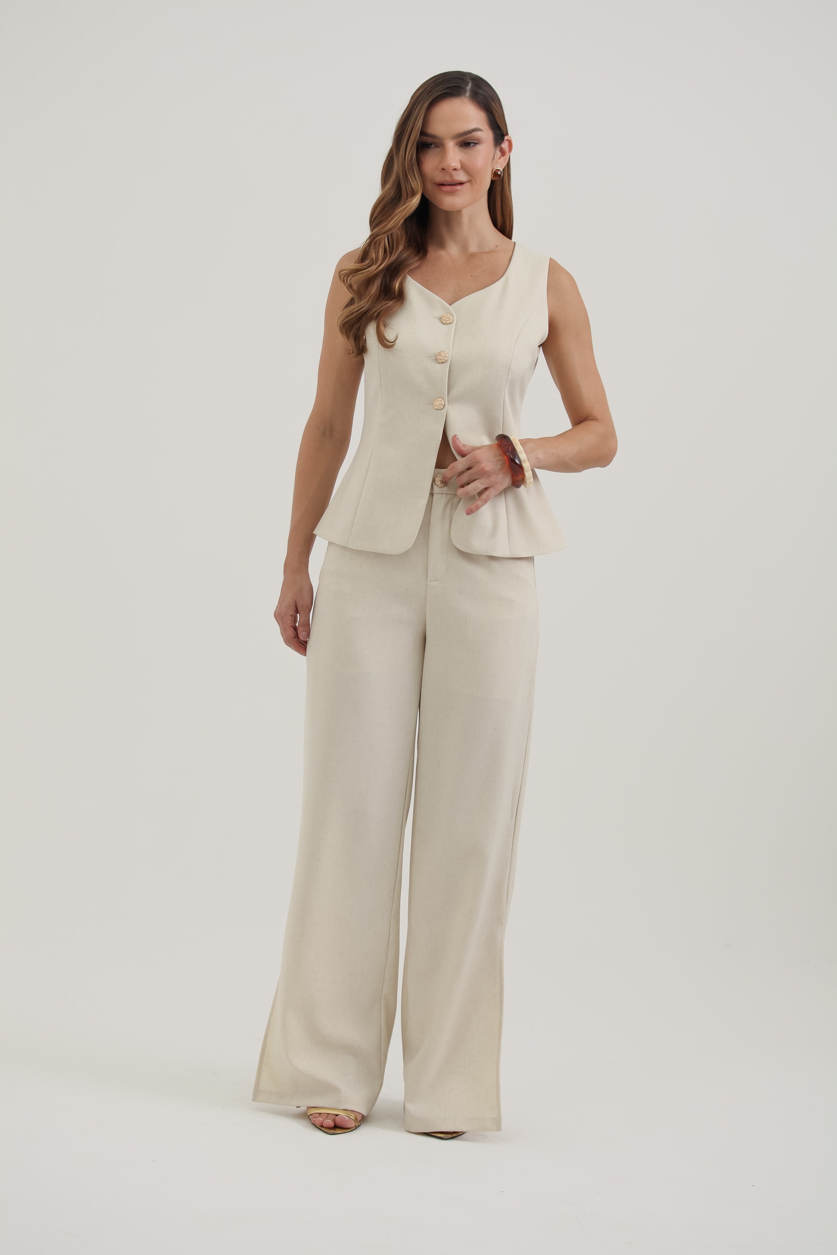 Blusa Colete Alfaiataria Natural