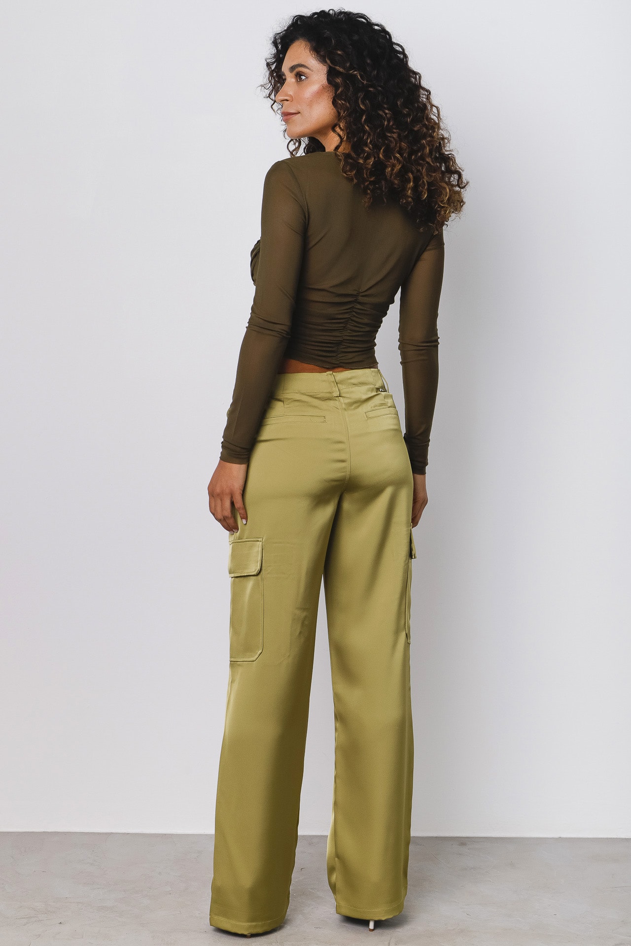 Blusa Cropped Tule Franzido  Verde 