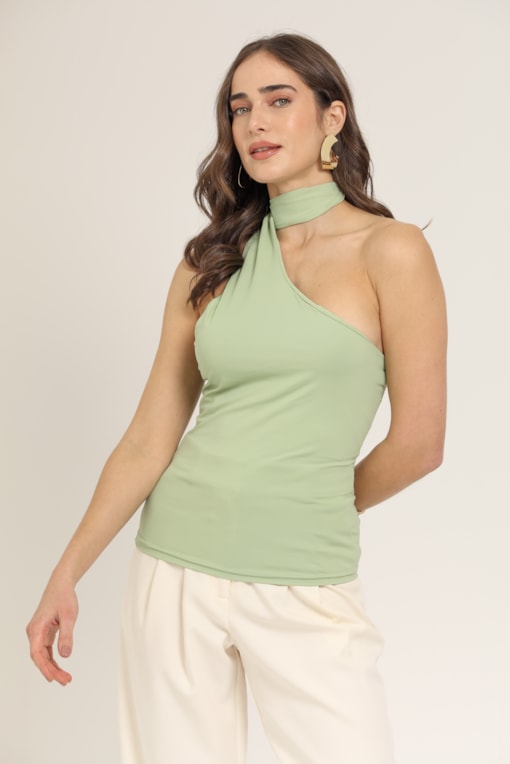Blusa de Malha Gola Alta Verde 