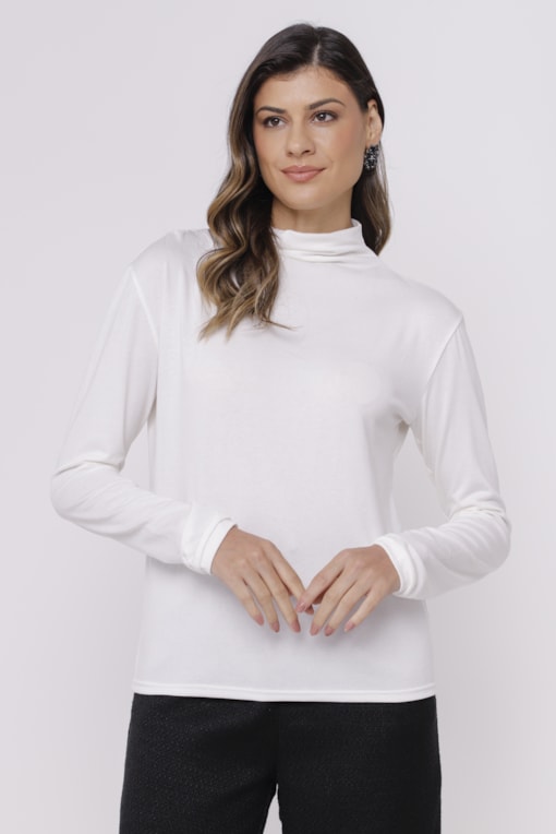 Blusa Gola Alta Franzida Off-white