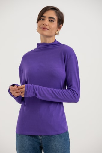 Blusa Gola Alta Franzida Roxo 