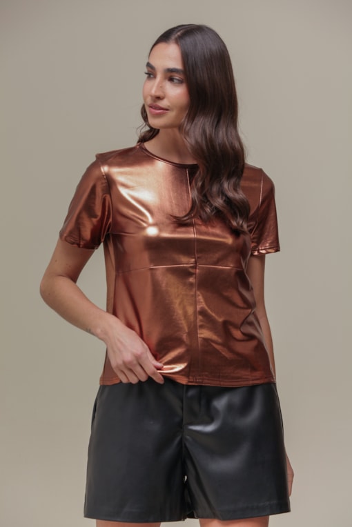 Blusa Malha Cirre  Marrom