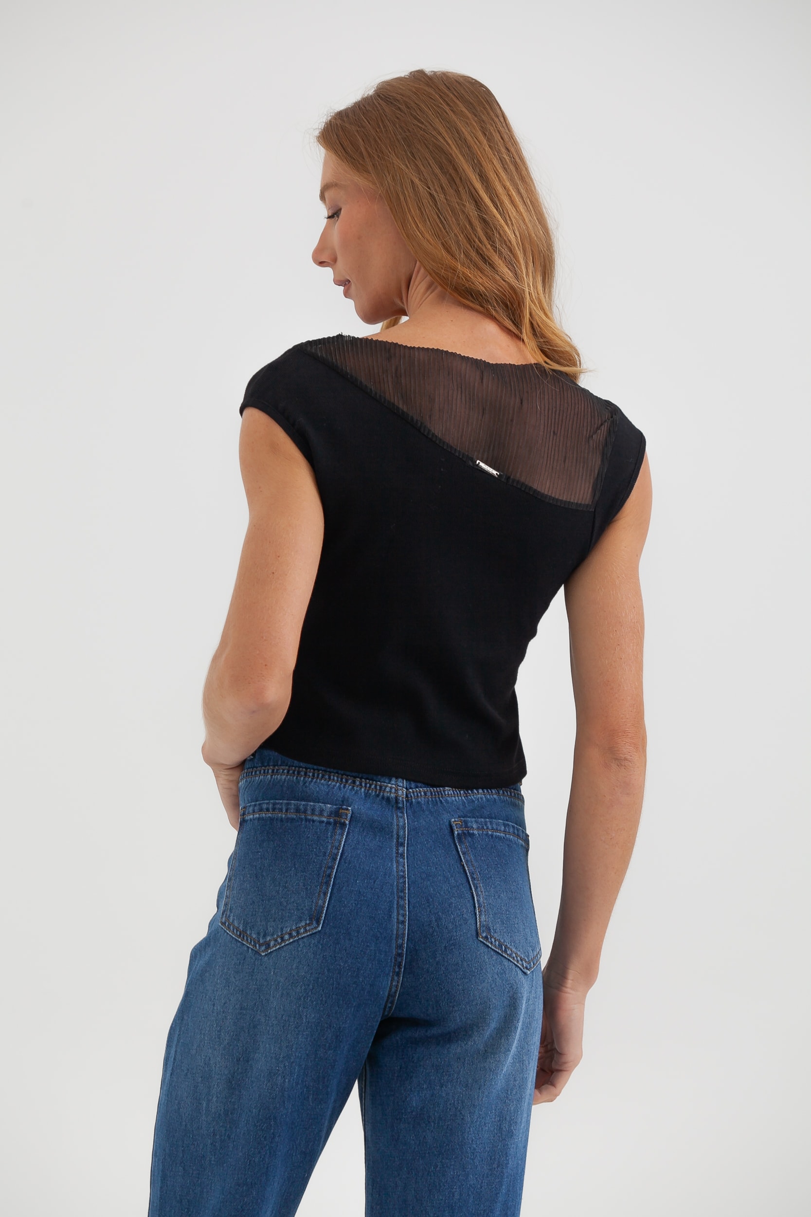 Blusa Malha Com Recorte  Preto