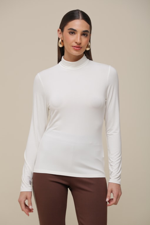 Blusa Malha gola Alta  Off-white