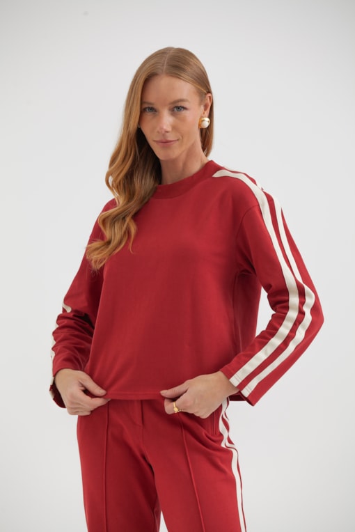 Blusa Moletom Manga longa  Vermelho