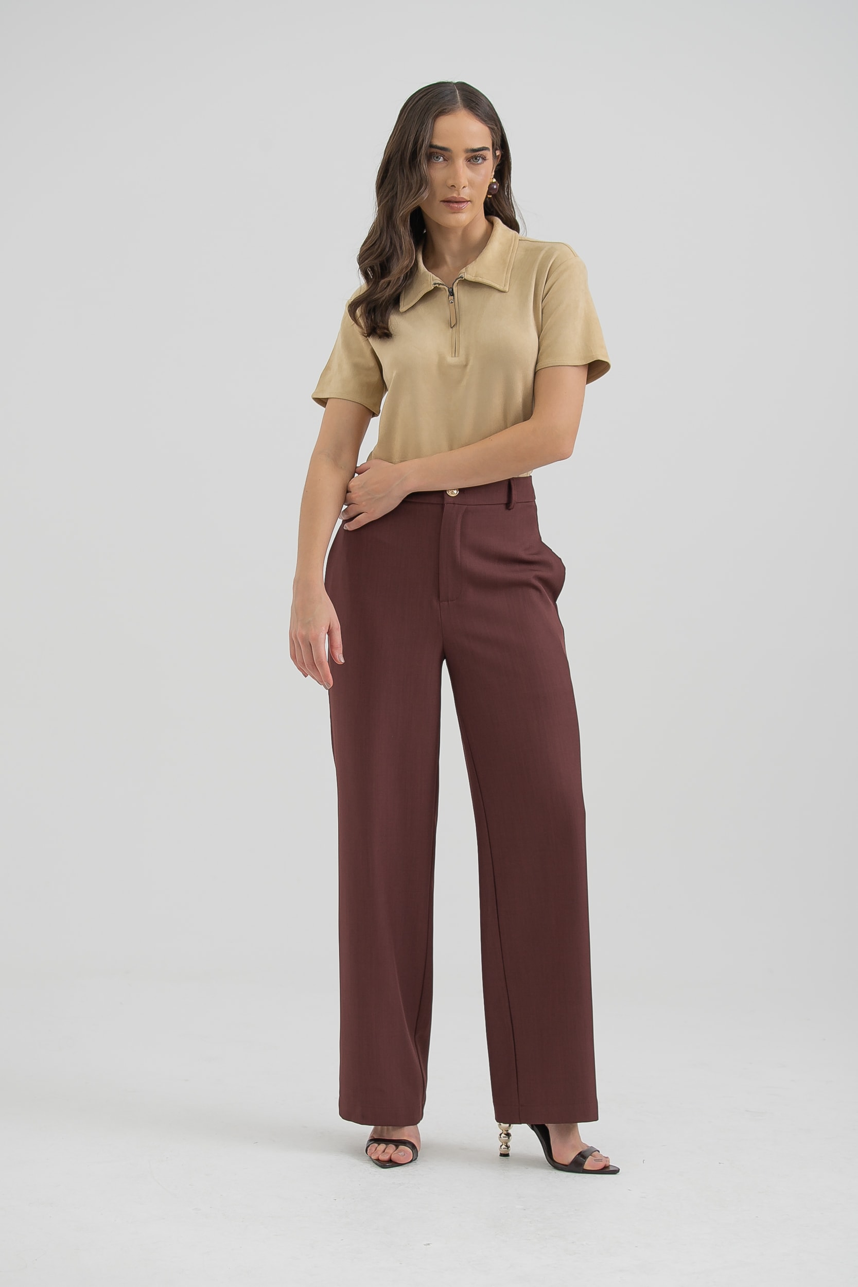 Blusa Polo Suede Areia
