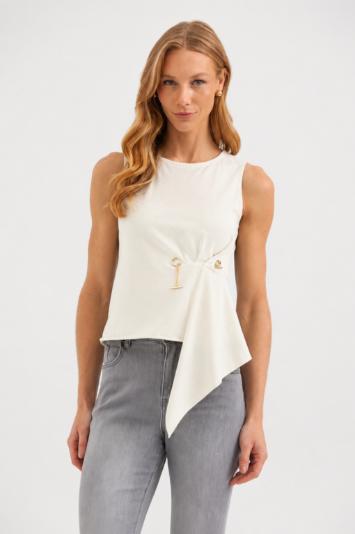 Blusa Regata Com Detalhe De Ilhós E Corrente Off-white