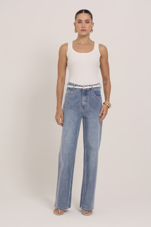 Blusa Regata Tricot Alça Dupla Off-white