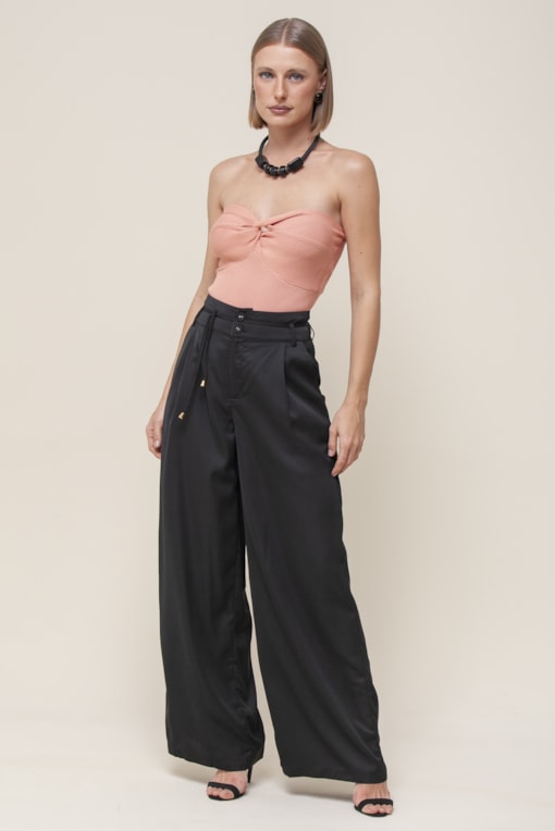 Blusa Sem Alça Decote Torcido Coração  Coral