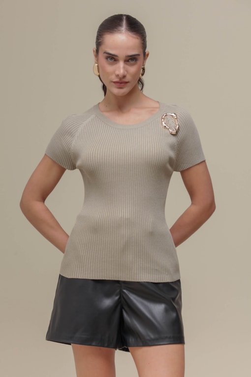 Blusa Tricô Detalhe Orgânico Fendi