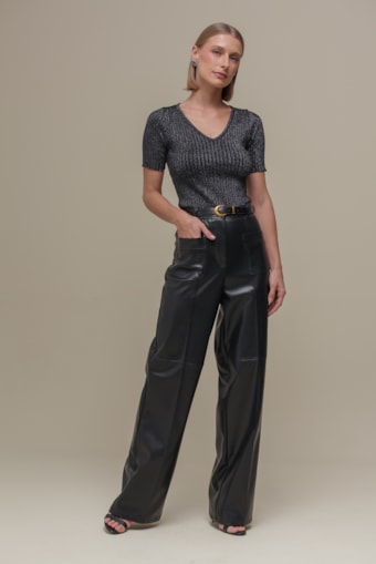 Blusa Tricô Fio Metalizado Preto