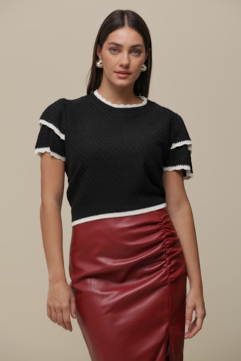 Blusa Tricô Rede   Preto