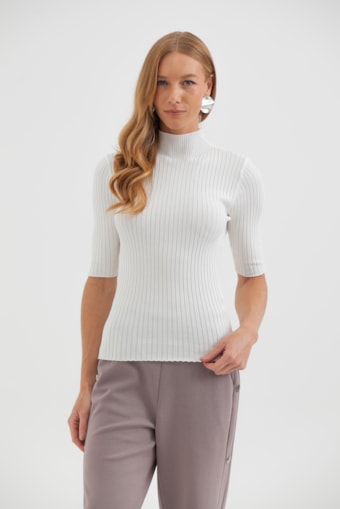  Blusa Tricot Manga 3/4 Off-white