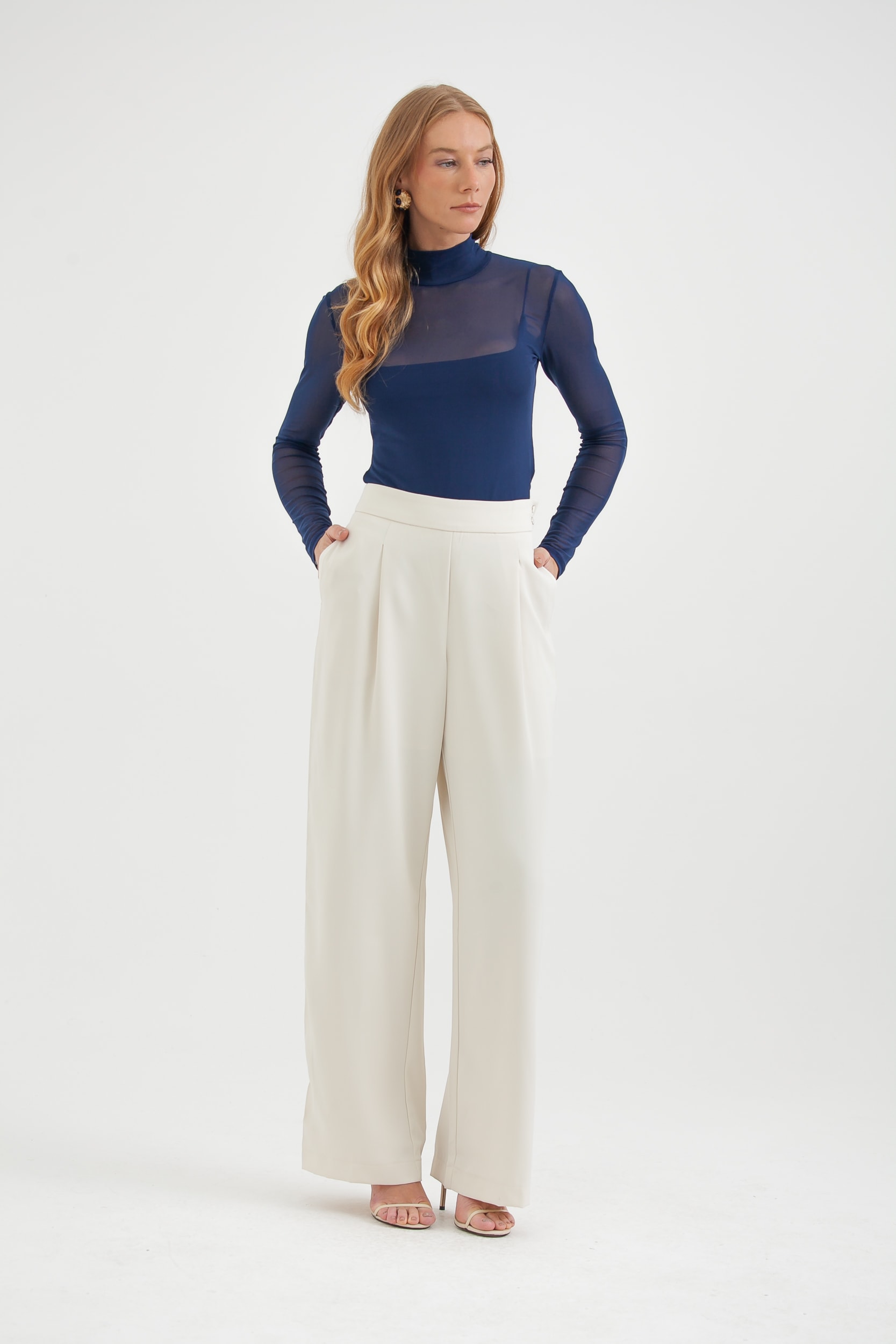 Blusa Tule Com Regata Marinho 