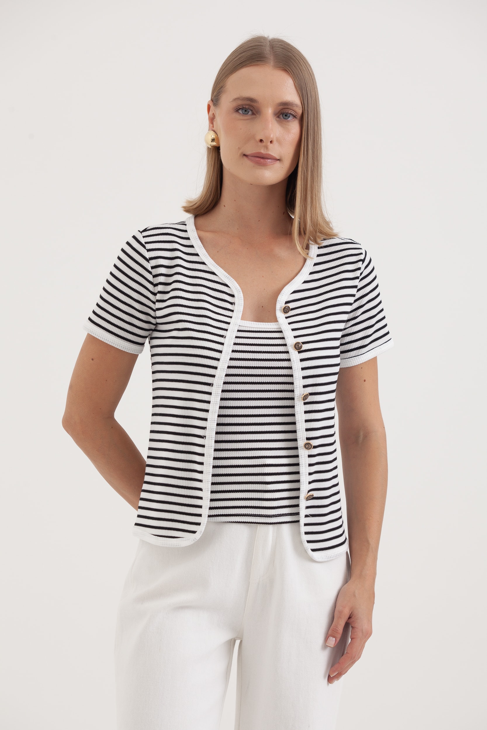 Blusa Twin Set Listrado Off-white