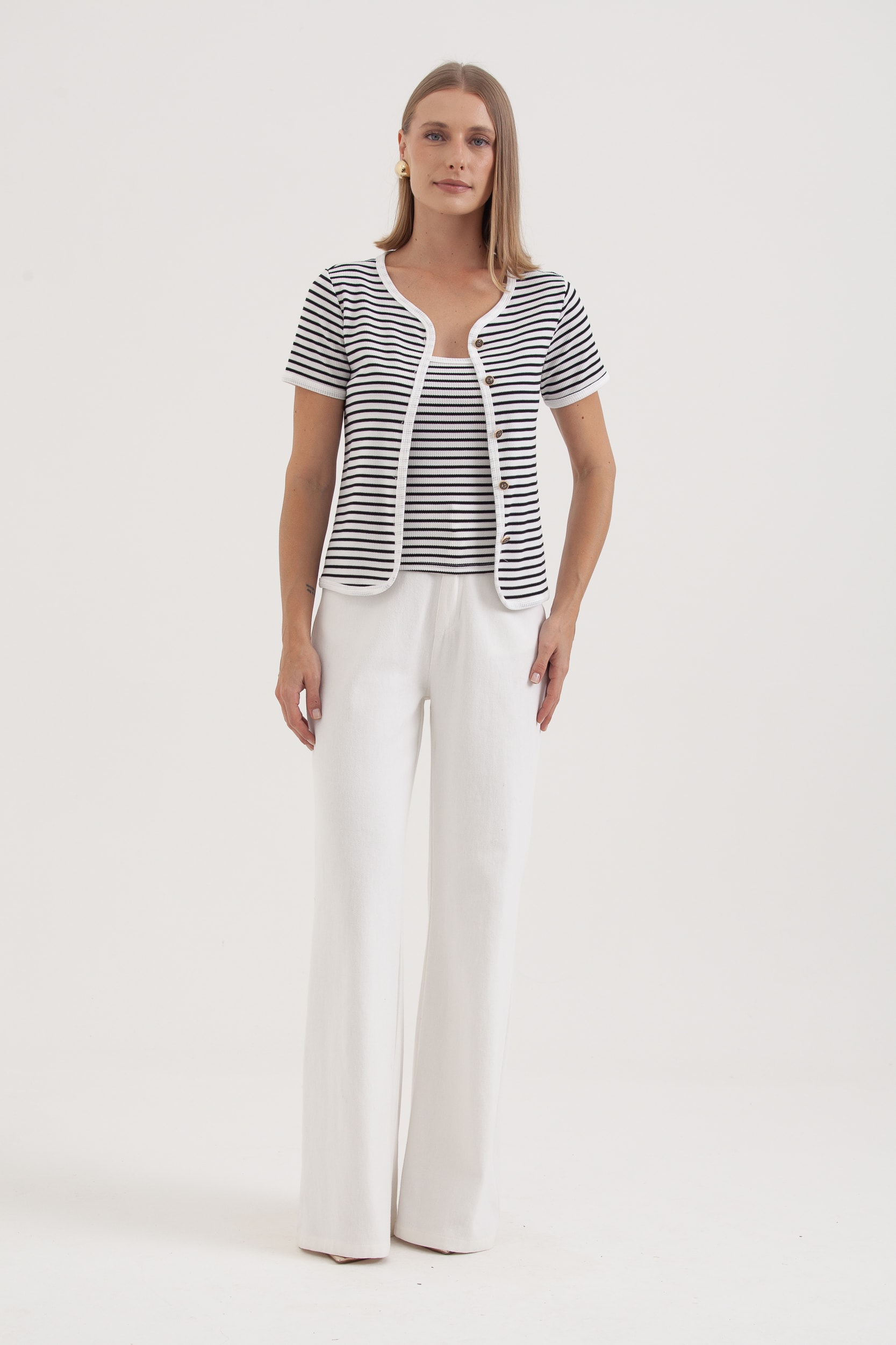 Blusa Twin Set Listrado Off-white